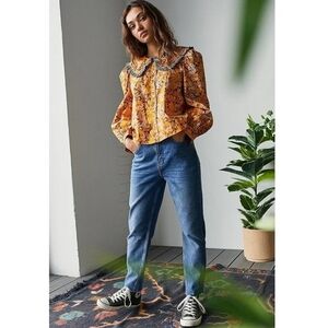 BDG Urban Outfitters Medium Wash High Waisted Raw Ankle Hem Edie Jeans